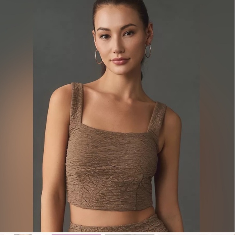 Good American Brown Textured Crop Top